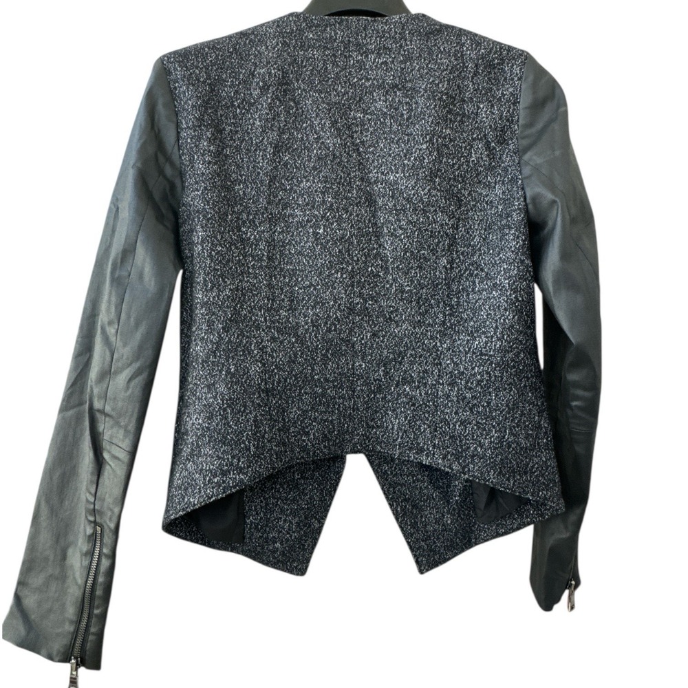Banana Republic Factory Wool Blend‎ Mixed Media Moto Jacket Size 10 - Picture 3 of 8